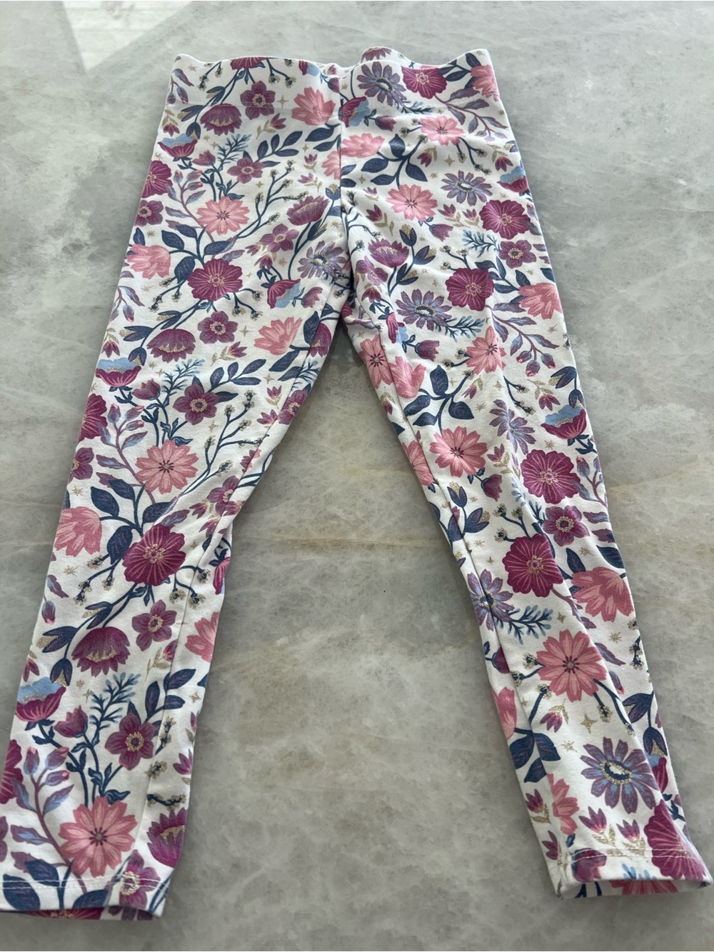 Isaac Mizrahi floral leggings with metallic accents, 5-6